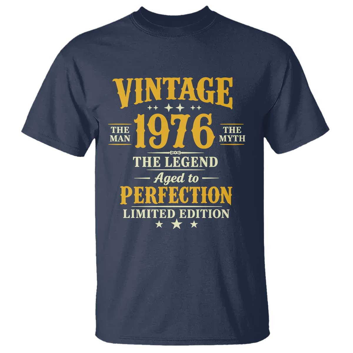 Vintage 1976 Aged to Perfection T Shirt Limited Edition Retro 50th Birthday TS02 Navy Print Your Wear