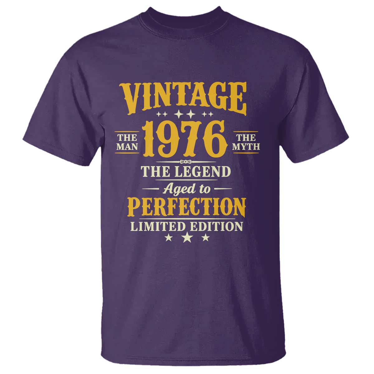 Vintage 1976 Aged to Perfection T Shirt Limited Edition Retro 50th Birthday TS02 Purple Print Your Wear
