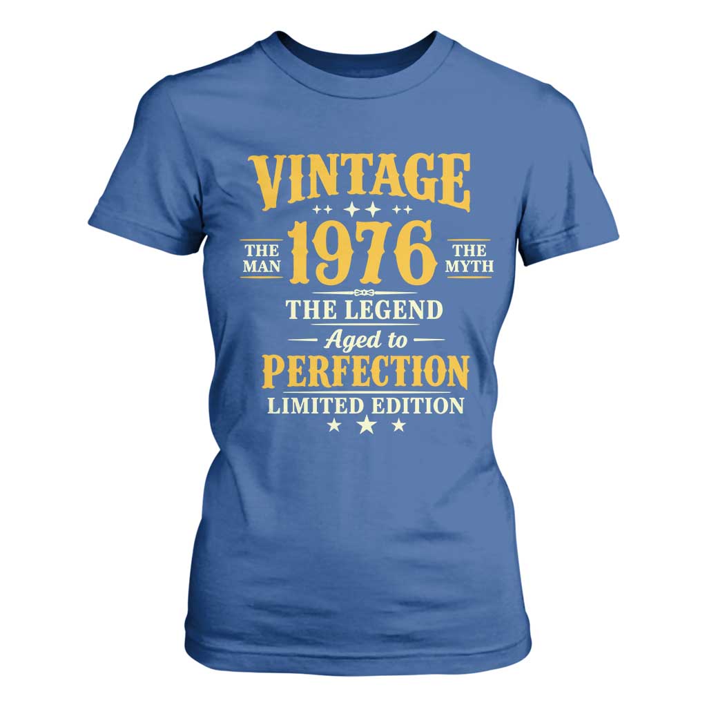 Vintage 1976 Aged to Perfection T Shirt For Women Limited Edition Retro 50th Birthday TS02 Royal Blue Print Your Wear