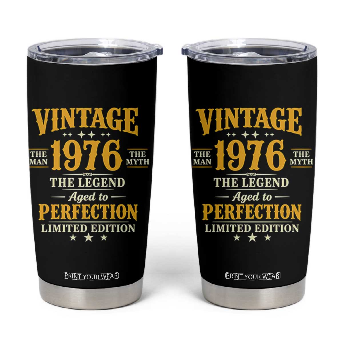 Vintage 1976 Aged to Perfection Tumbler Cup Limited Edition Retro 50th Birthday TS02 Black Print Your Wear