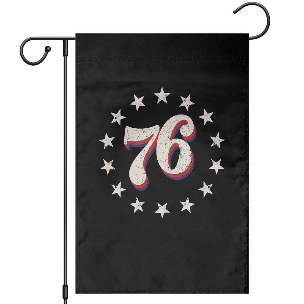Patriotic Retro 76 American Flag Stars Circle Garden Flag 1976 Milestone Birthday Graphic TS02 Black Print Your Wear