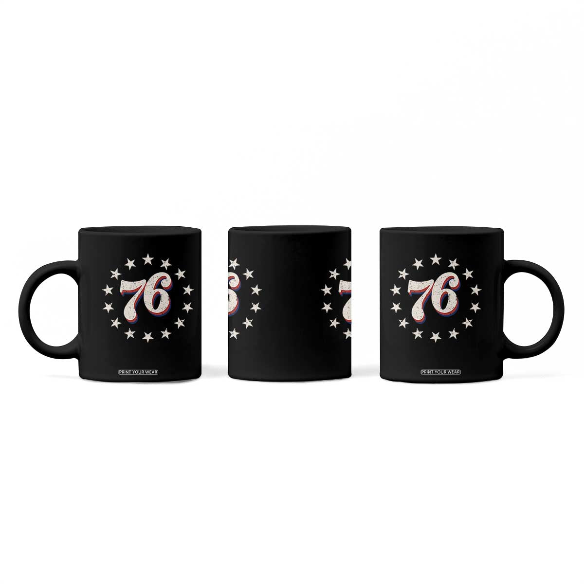 Patriotic Retro 76 American Flag Stars Circle Coffee Mug 1976 Milestone Birthday Graphic TS02 Print Your Wear