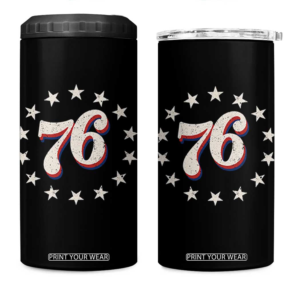 Patriotic Retro 76 American Flag Stars Circle 4 in 1 Can Cooler Tumbler 1976 Milestone Birthday Graphic TS02 One Size: 16 oz Black Print Your Wear