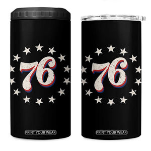 Patriotic Retro 76 American Flag Stars Circle 4 in 1 Can Cooler Tumbler 1976 Milestone Birthday Graphic TS02 One Size: 16 oz Black Print Your Wear