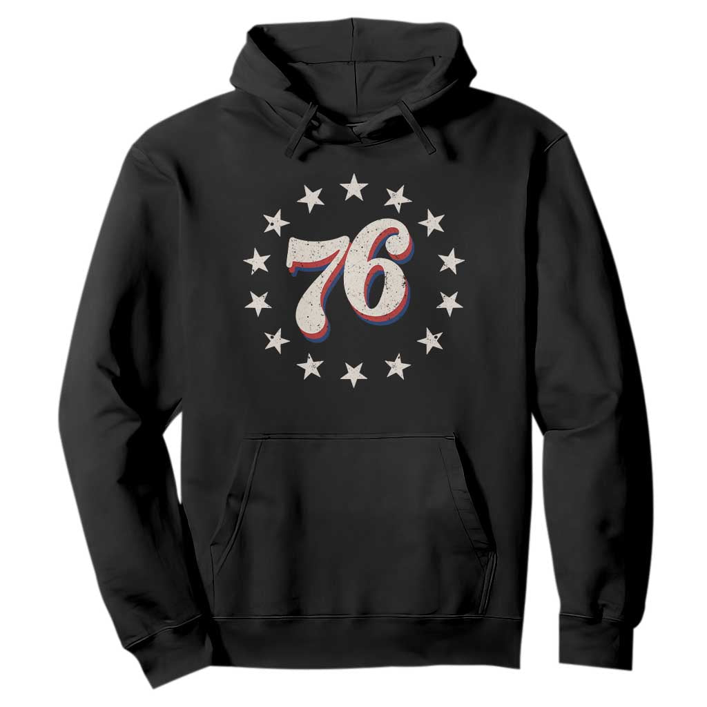 Patriotic Retro 76 American Flag Stars Circle Hoodie 1976 Milestone Birthday Graphic TS02 Black Print Your Wear