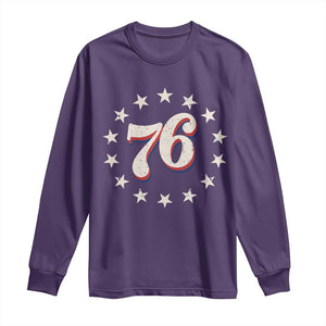 Patriotic Retro 76 American Flag Stars Circle Long Sleeve Shirt 1976 Milestone Birthday Graphic TS02 Purple Print Your Wear
