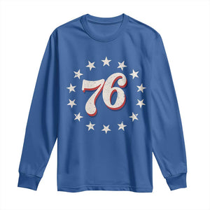 Patriotic Retro 76 American Flag Stars Circle Long Sleeve Shirt 1976 Milestone Birthday Graphic TS02 Royal Blue Print Your Wear