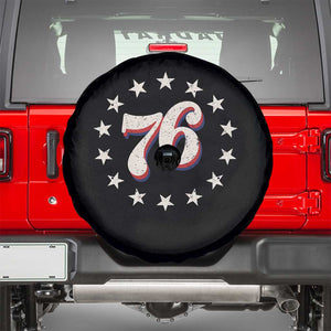 Patriotic Retro 76 American Flag Stars Circle Spare Tire Cover 1976 Milestone Birthday Graphic TS02 Black Print Your Wear