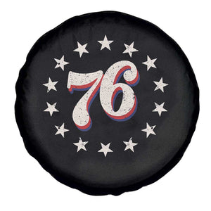 Patriotic Retro 76 American Flag Stars Circle Spare Tire Cover 1976 Milestone Birthday Graphic TS02 Print Your Wear