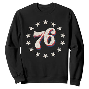 Patriotic Retro 76 American Flag Stars Circle Sweatshirt 1976 Milestone Birthday Graphic