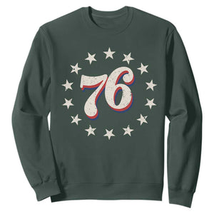 Patriotic Retro 76 American Flag Stars Circle Sweatshirt 1976 Milestone Birthday Graphic