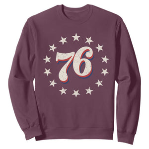 Patriotic Retro 76 American Flag Stars Circle Sweatshirt 1976 Milestone Birthday Graphic