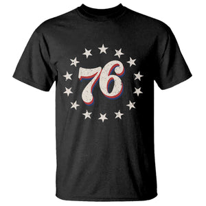 Patriotic Retro 76 American Flag Stars Circle T Shirt 1976 Milestone Birthday Graphic TS02 Black Print Your Wear