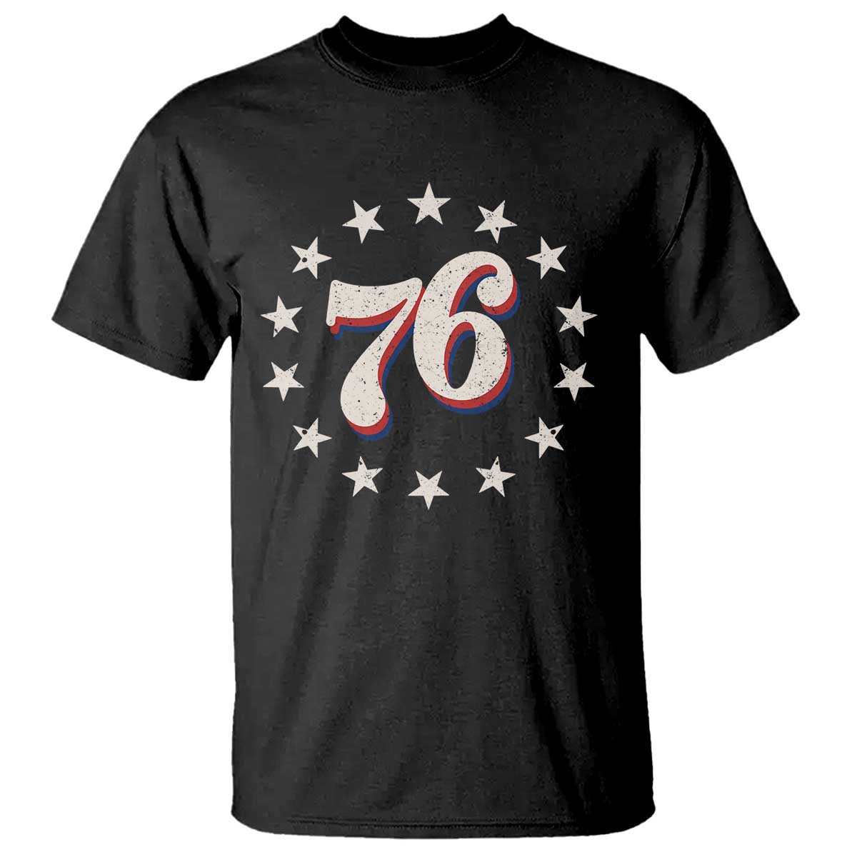 Patriotic Retro 76 American Flag Stars Circle T Shirt 1976 Milestone Birthday Graphic TS02 Black Print Your Wear