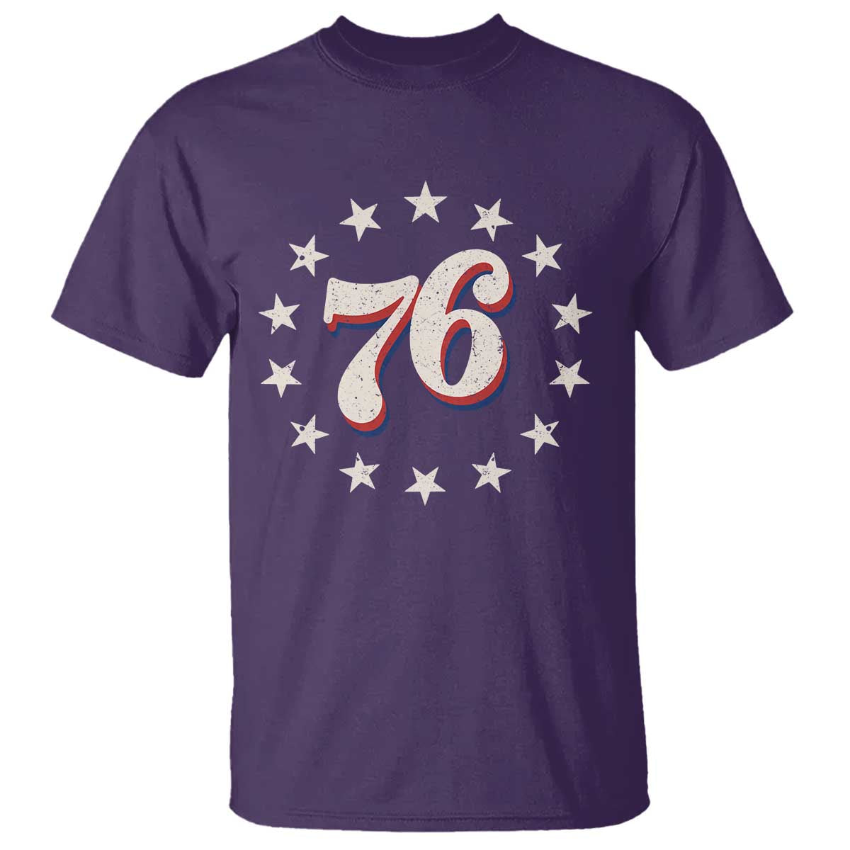 Patriotic Retro 76 American Flag Stars Circle T Shirt 1976 Milestone Birthday Graphic TS02 Purple Print Your Wear