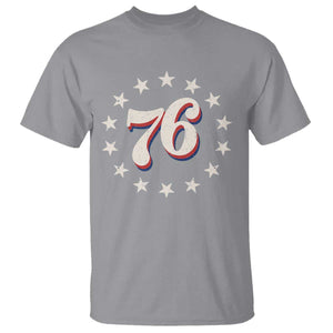 Patriotic Retro 76 American Flag Stars Circle T Shirt 1976 Milestone Birthday Graphic TS02 Sport Gray Print Your Wear
