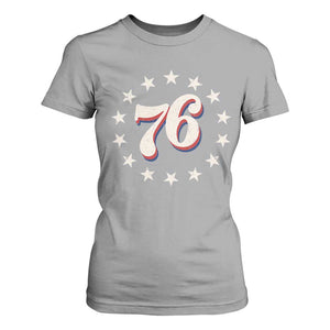 Patriotic Retro 76 American Flag Stars Circle T Shirt For Women 1976 Milestone Birthday Graphic TS02 Sport Gray Print Your Wear