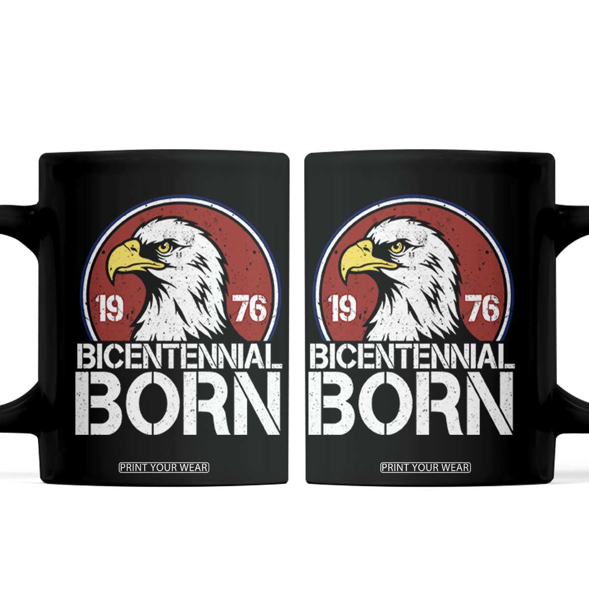 Patriotic Bicentennial Born 1976 Coffee Mug American Bald Eagle 50th Birthday