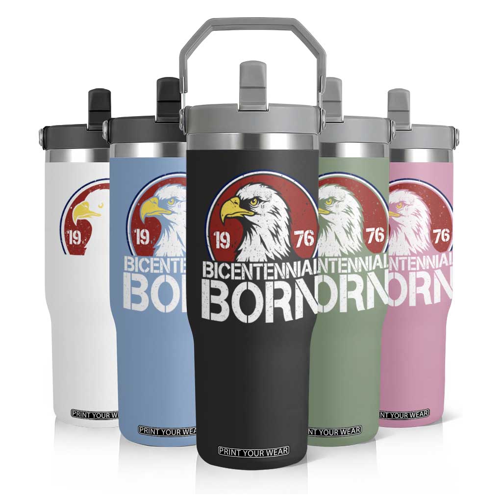 Patriotic Bicentennial Born 1976 Flip Straw Tumbler American Bald Eagle 50th Birthday TS02 Print Your Wear