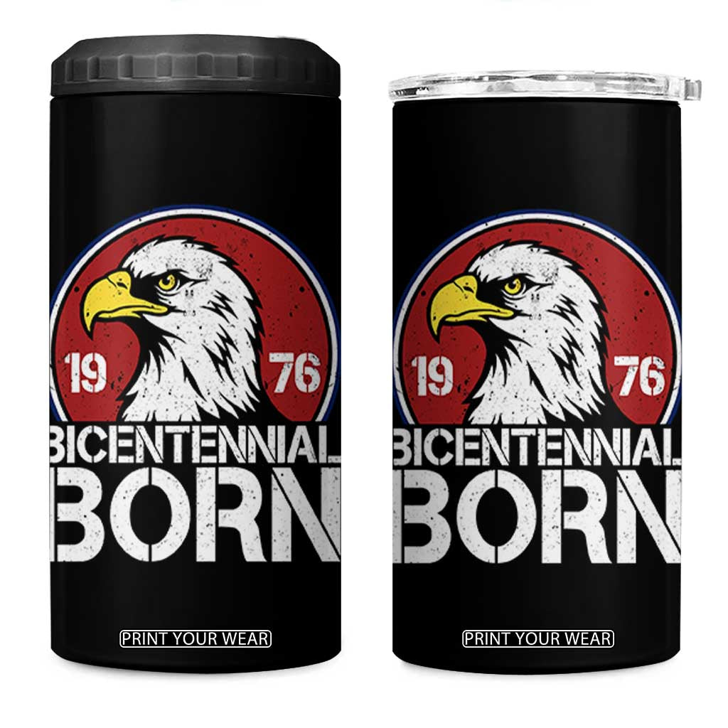 Patriotic Bicentennial Born 1976 4 in 1 Can Cooler Tumbler American Bald Eagle 50th Birthday TS02 One Size: 16 oz Black Print Your Wear