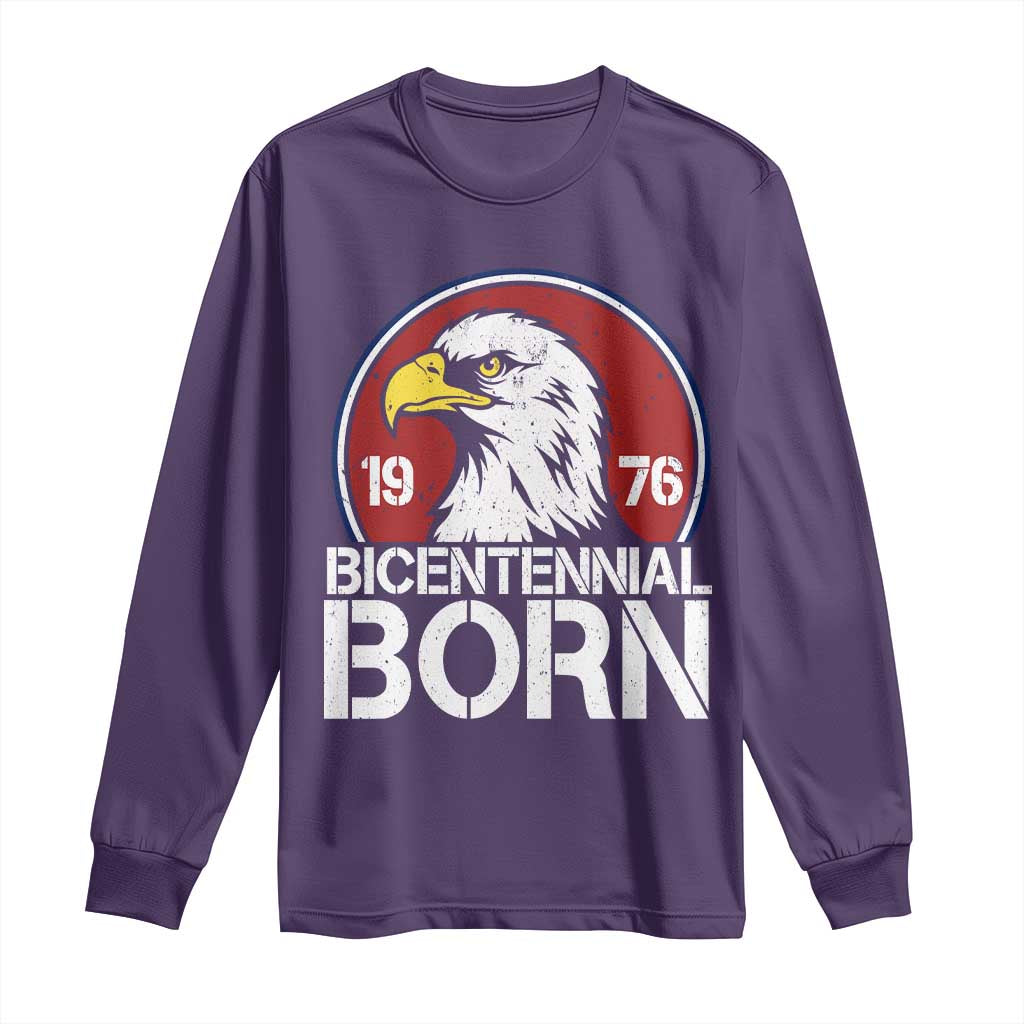 Patriotic Bicentennial Born 1976 Long Sleeve Shirt American Bald Eagle 50th Birthday TS02 Purple Print Your Wear