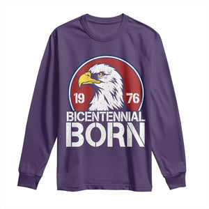 Patriotic Bicentennial Born 1976 Long Sleeve Shirt American Bald Eagle 50th Birthday TS02 Purple Print Your Wear