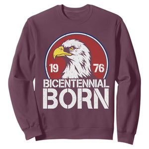 Patriotic Bicentennial Born 1976 Sweatshirt American Bald Eagle 50th Birthday TS02 Maroon Print Your Wear