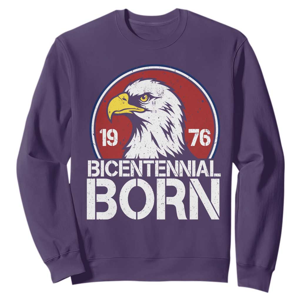 Patriotic Bicentennial Born 1976 Sweatshirt American Bald Eagle 50th Birthday TS02 Purple Print Your Wear