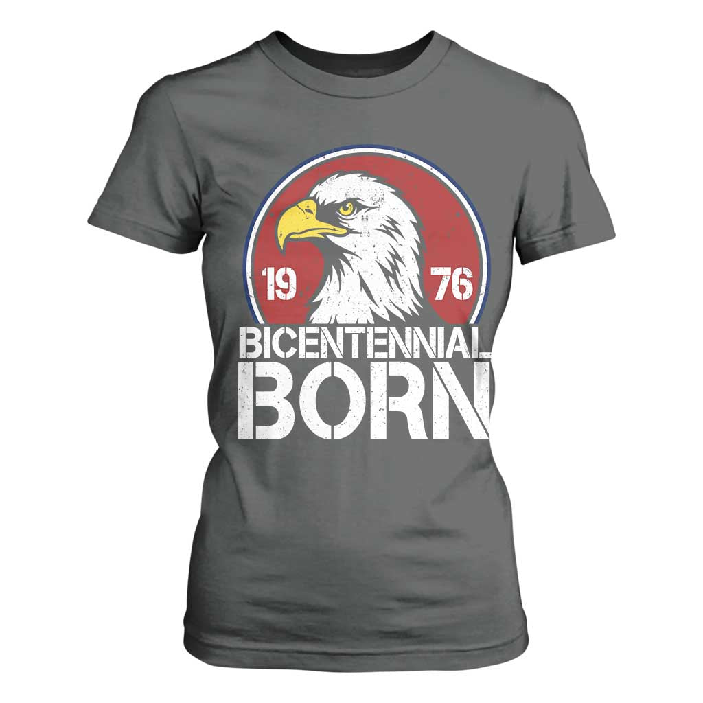 Patriotic Bicentennial Born 1976 T Shirt For Women American Bald Eagle 50th Birthday TS02 Dark Heather Print Your Wear