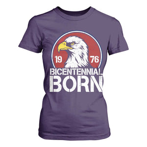 Patriotic Bicentennial Born 1976 T Shirt For Women American Bald Eagle 50th Birthday TS02 Purple Print Your Wear