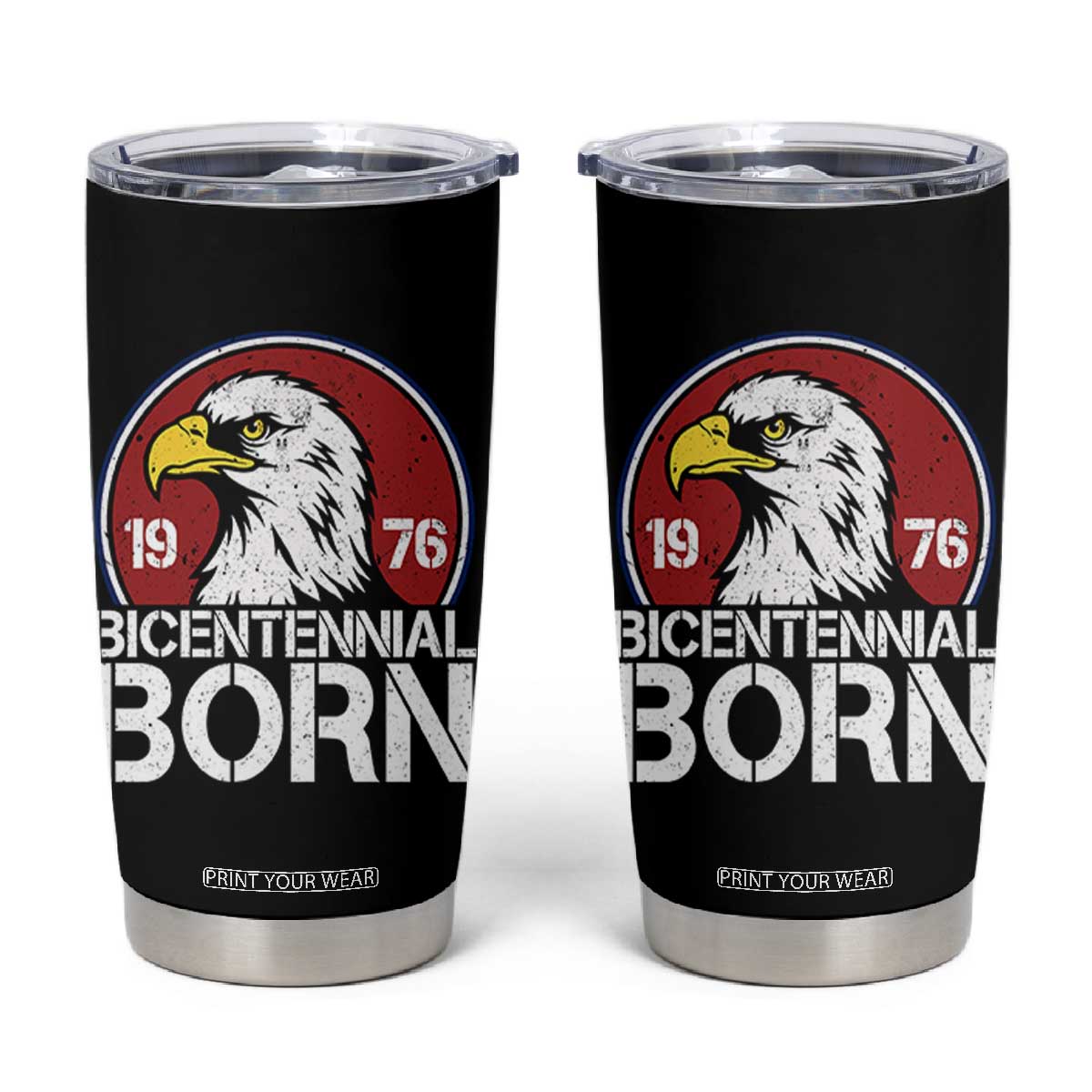 Patriotic Bicentennial Born 1976 Tumbler Cup American Bald Eagle 50th Birthday