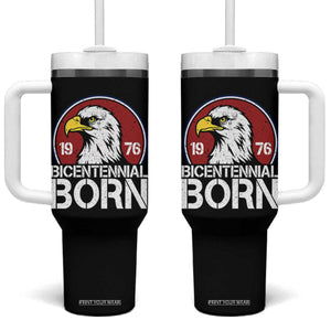 Patriotic Bicentennial Born 1976 Tumbler With Handle American Bald Eagle 50th Birthday TS02 One Size: 40 oz Black Print Your Wear