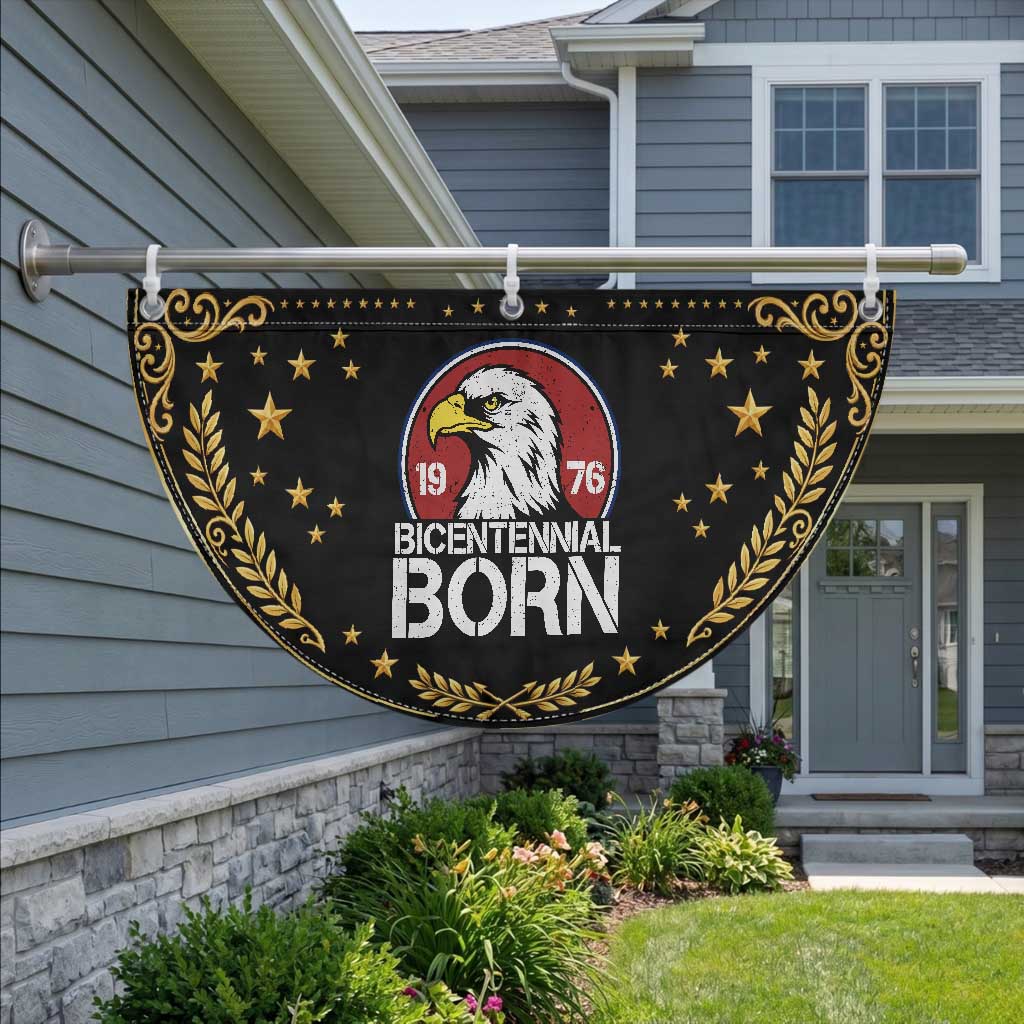 Bicentennial Born 1976 Patriotic Fan Flag American Bald Eagle 50th Birthday