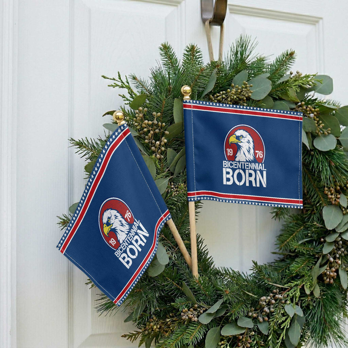 Bicentennial Born 1976 Patriotic Handheld Flag American Bald Eagle 50th Birthday