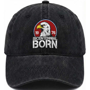 Patriotic Bicentennial Born 1976 Washed Cotton Baseball Cap American Bald Eagle 50th Birthday