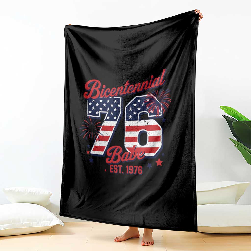 Retro Bicentennial Babe Est 1976 Throw Blanket 4th of July 50th Birthday Gift