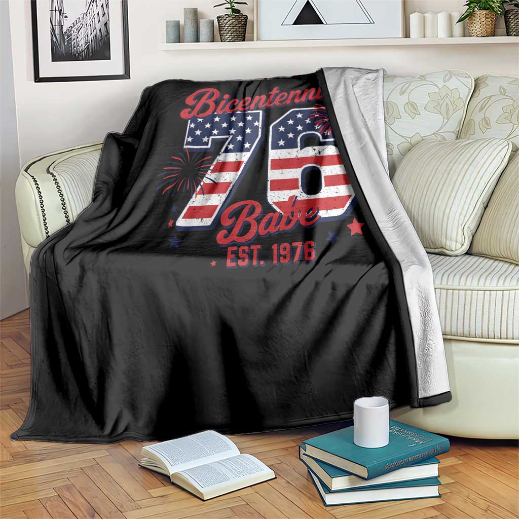 Retro Bicentennial Babe Est 1976 Throw Blanket 4th of July 50th Birthday Gift
