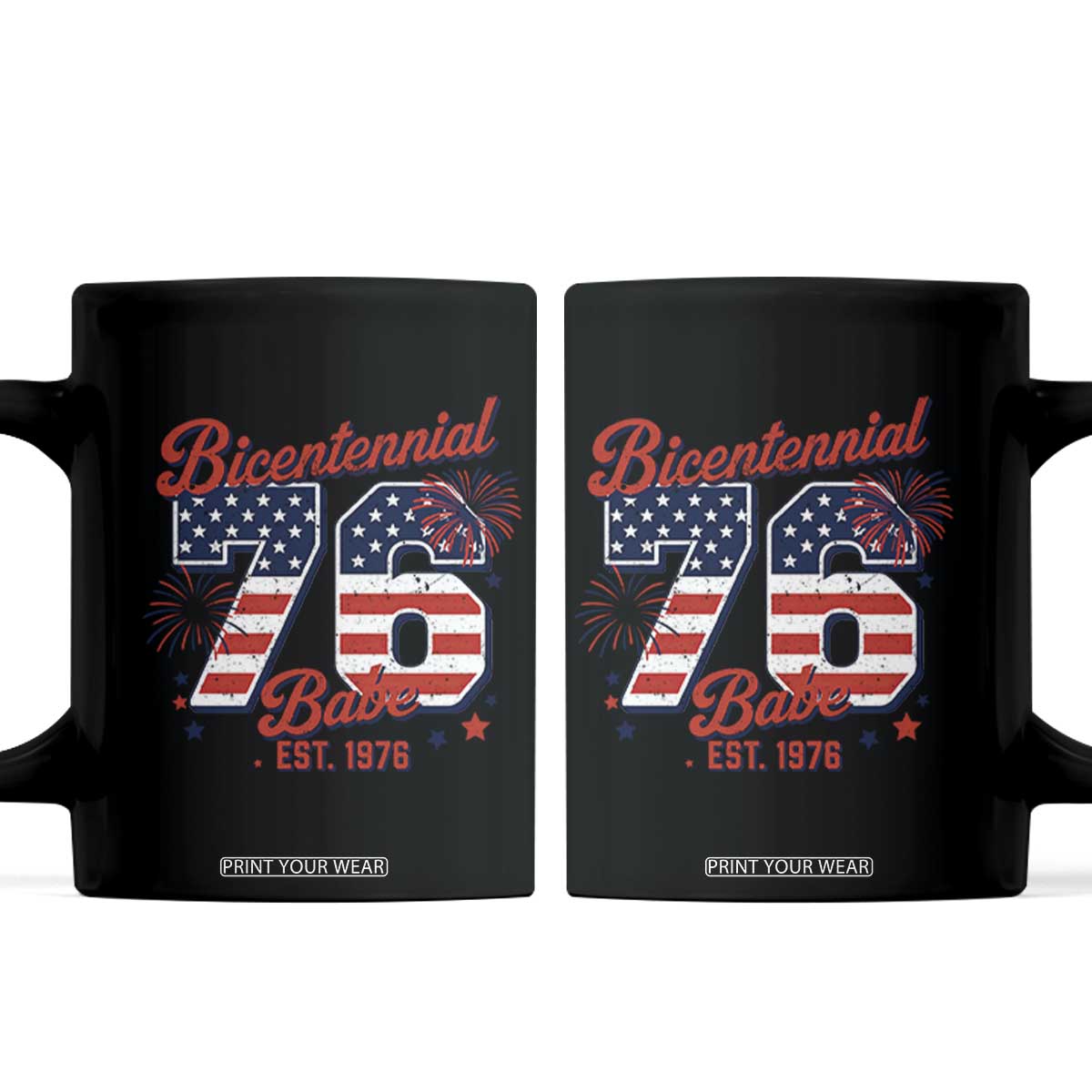 Retro Bicentennial Babe Est 1976 Coffee Mug 4th of July 50th Birthday Gift