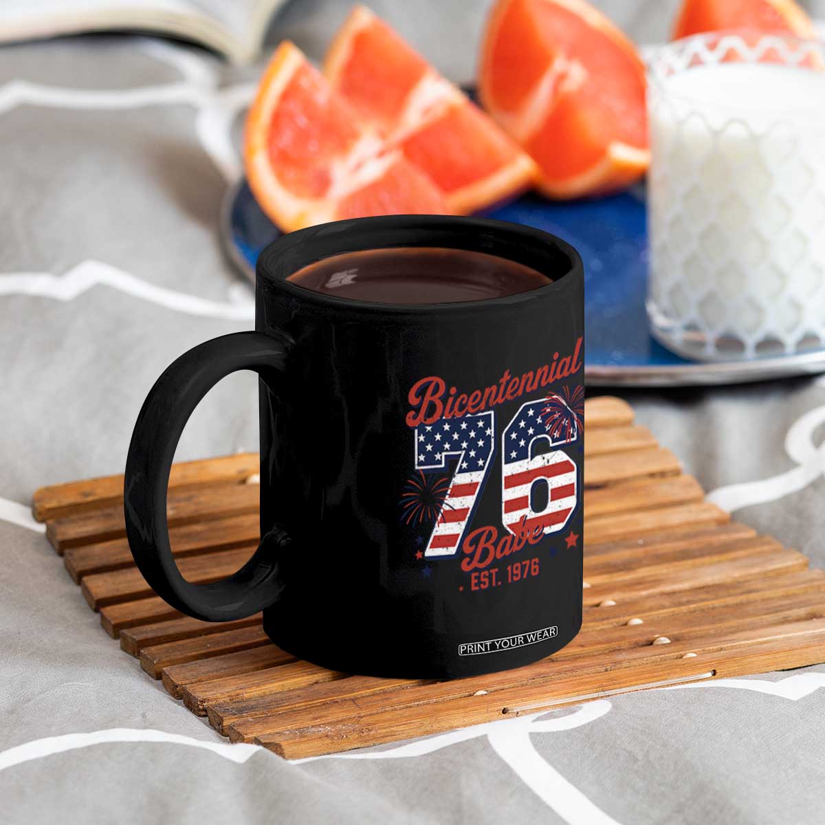 Retro Bicentennial Babe Est 1976 Coffee Mug 4th of July 50th Birthday Gift TS02 Print Your Wear
