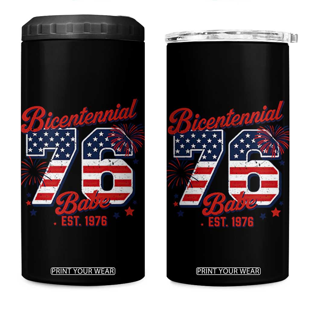 Retro Bicentennial Babe Est 1976 4 in 1 Can Cooler Tumbler 4th of July 50th Birthday Gift TS02 One Size: 16 oz Black Print Your Wear