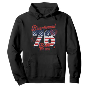 Retro Bicentennial Babe Est 1976 Hoodie 4th of July 50th Birthday Gift TS02 Black Print Your Wear