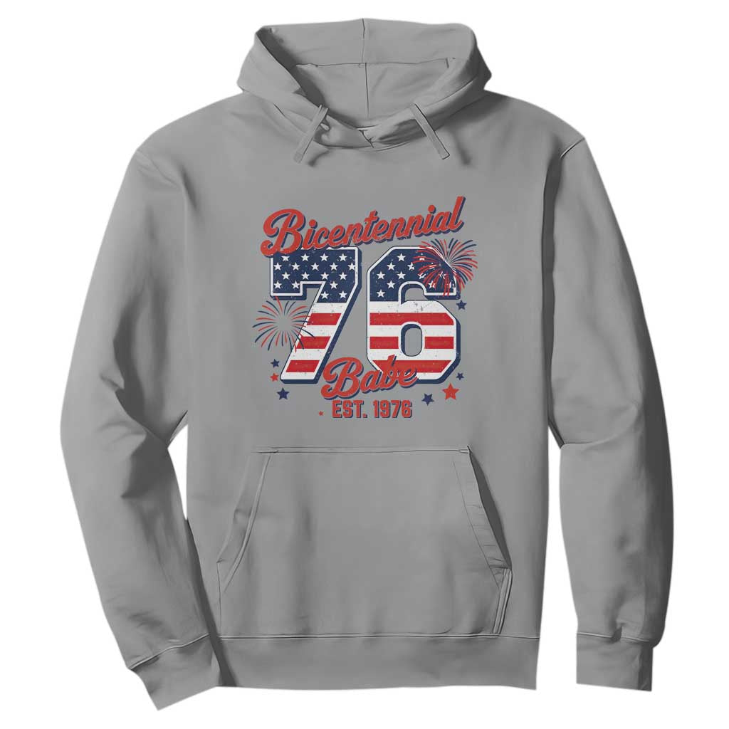 Retro Bicentennial Babe Est 1976 Hoodie 4th of July 50th Birthday Gift TS02 Sport Gray Print Your Wear