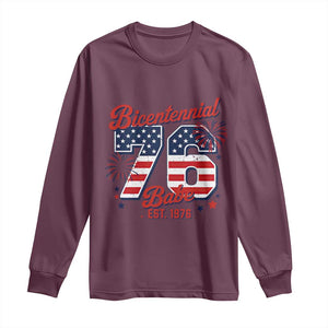 Retro Bicentennial Babe Est 1976 Long Sleeve Shirt 4th of July 50th Birthday Gift TS02 Maroon Print Your Wear