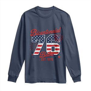 Retro Bicentennial Babe Est 1976 Long Sleeve Shirt 4th of July 50th Birthday Gift TS02 Navy Print Your Wear