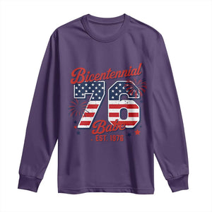 Retro Bicentennial Babe Est 1976 Long Sleeve Shirt 4th of July 50th Birthday Gift TS02 Purple Print Your Wear