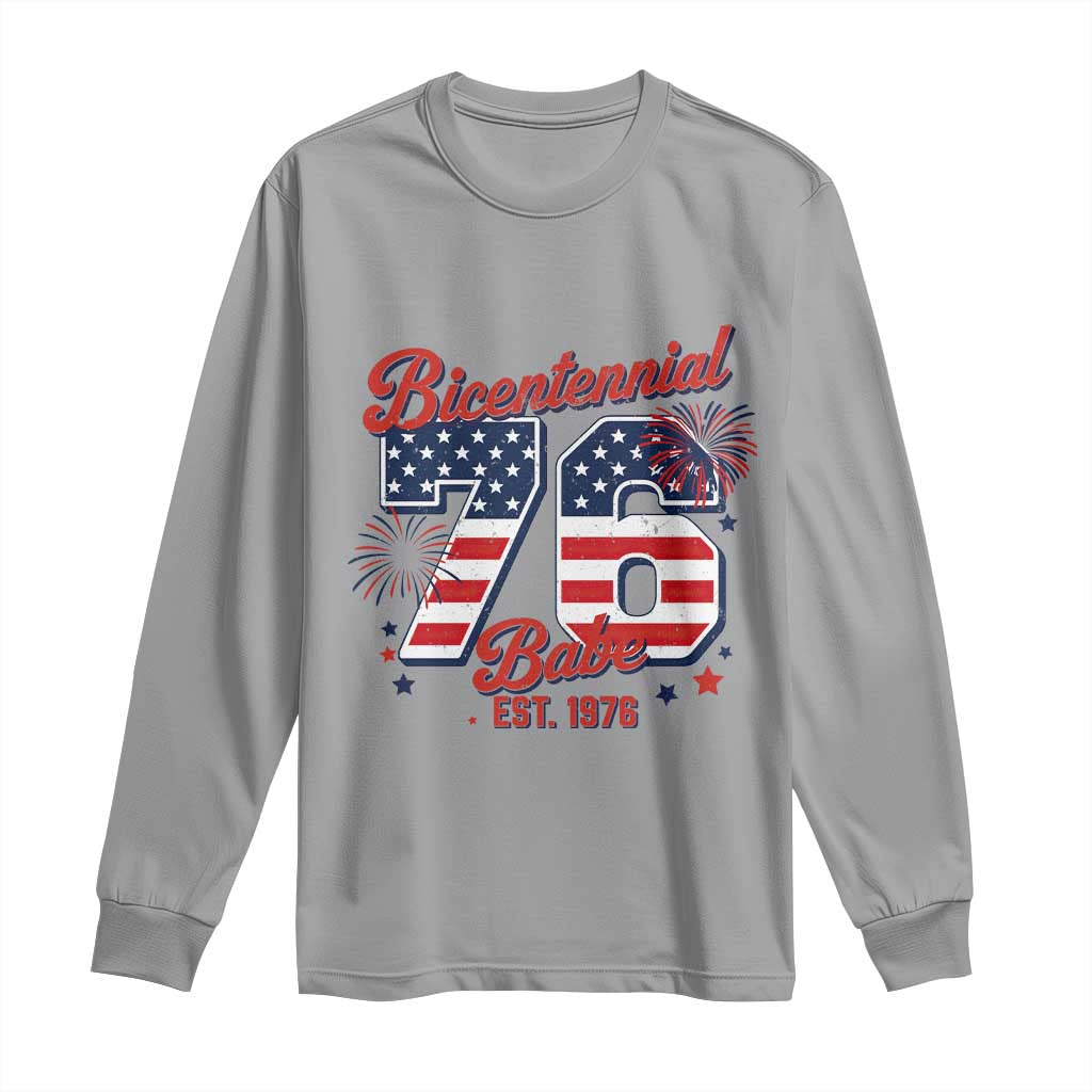 Retro Bicentennial Babe Est 1976 Long Sleeve Shirt 4th of July 50th Birthday Gift TS02 Sport Gray Print Your Wear