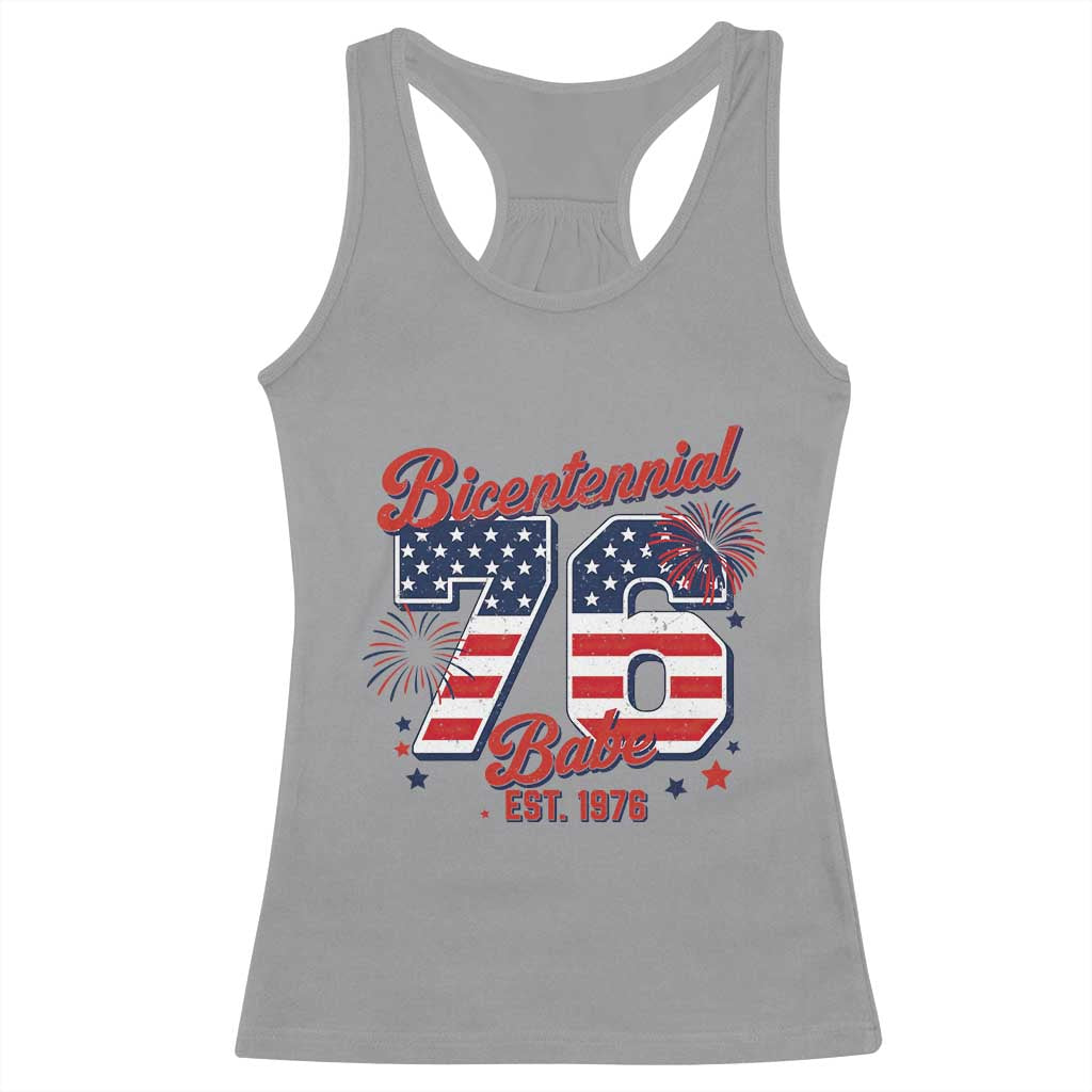 Retro Bicentennial Babe Est 1976 Racerback Tank Top 4th of July 50th Birthday Gift TS02 Sport Gray Print Your Wear