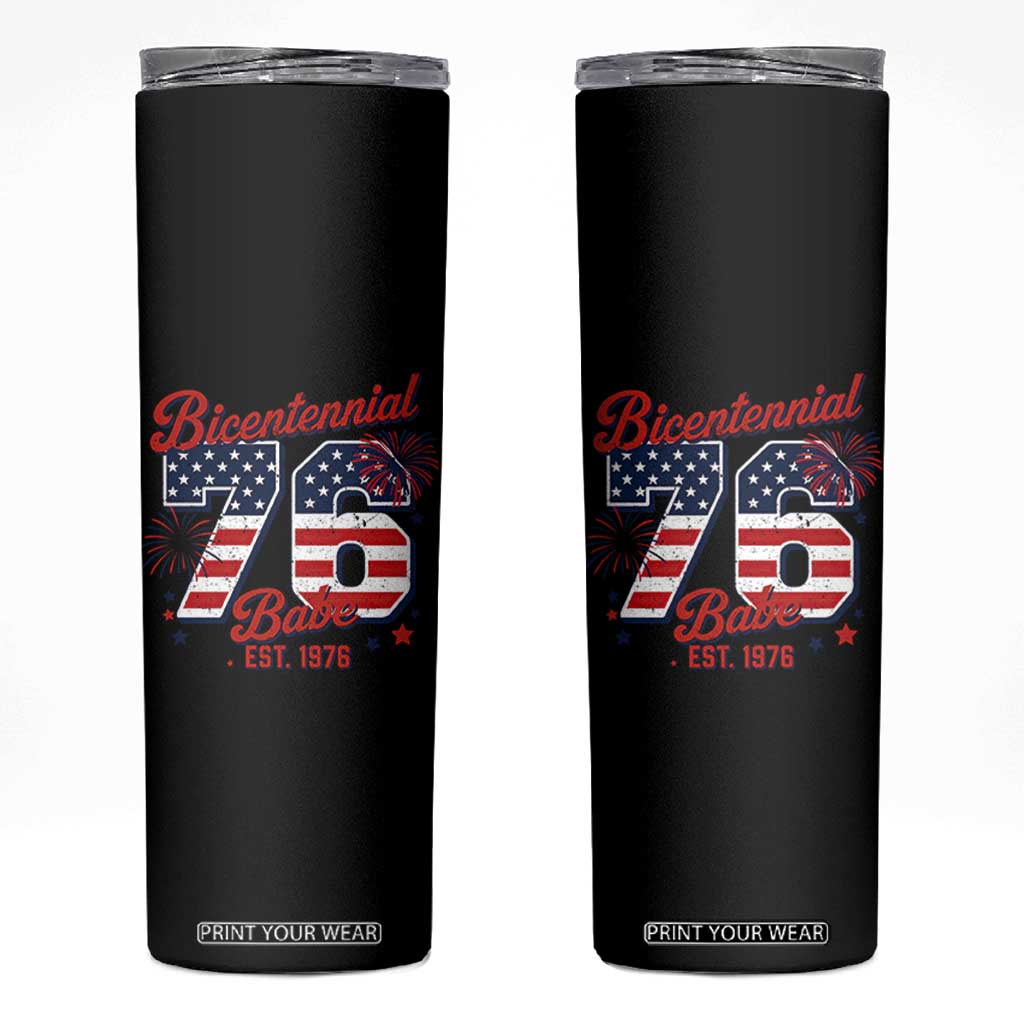 Retro Bicentennial Babe Est 1976 Skinny Tumbler 4th of July 50th Birthday Gift