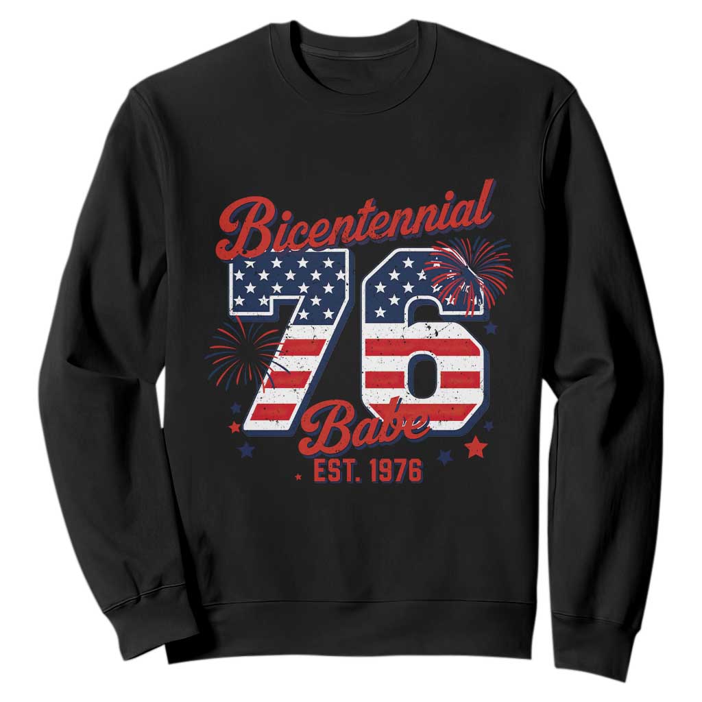 Retro Bicentennial Babe Est 1976 Sweatshirt 4th of July 50th Birthday Gift