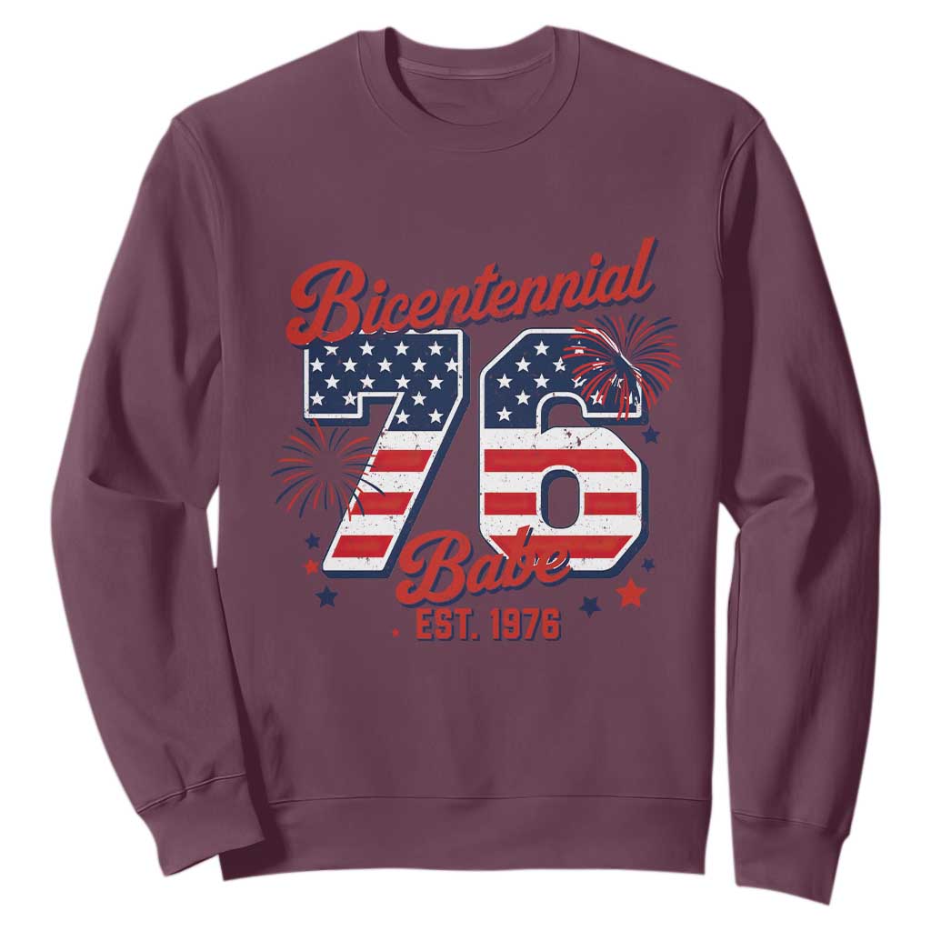 Retro Bicentennial Babe Est 1976 Sweatshirt 4th of July 50th Birthday Gift